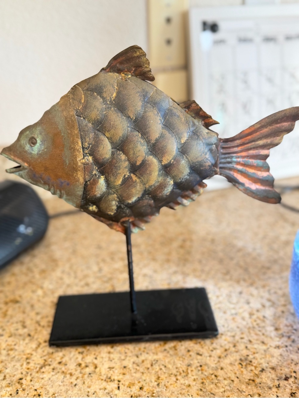 Decorative Metal Fish Accent - Bronze Green Finish
